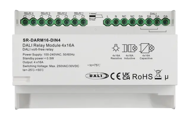 Rele modul Dali-2 4 Kanaler DIN 4x16A 