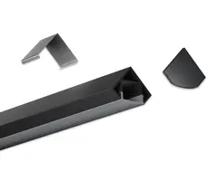 Aluminiumsprofil hj&#248;rne, sort HL-B007D 2M Sort Opal/Sort Avdekking  HL-B007D