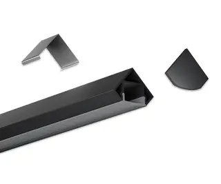 Aluminiumsprofil hj&#248;rne, sort HL-B007D 2M Sort Opal/Sort Avdekking  HL-B007D