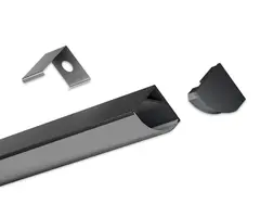 Aluminiumsprofil hj&#248;rne, sort HL-B006B 2M Sort Opal/Sort Avdekking HL-B006B