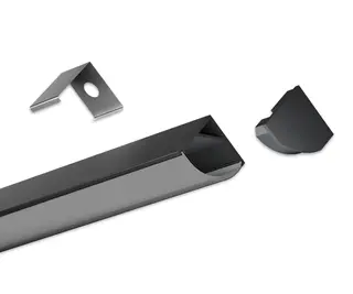 Aluminiumsprofil hj&#248;rne, sort HL-B006B 2M Sort Opal/Sort Avdekking HL-B006B