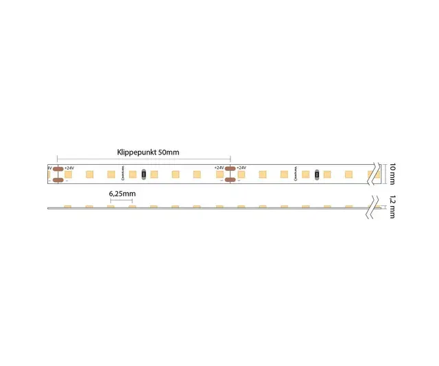 Ledstrip High Output 24V 9,6w/m 5m 3000K 