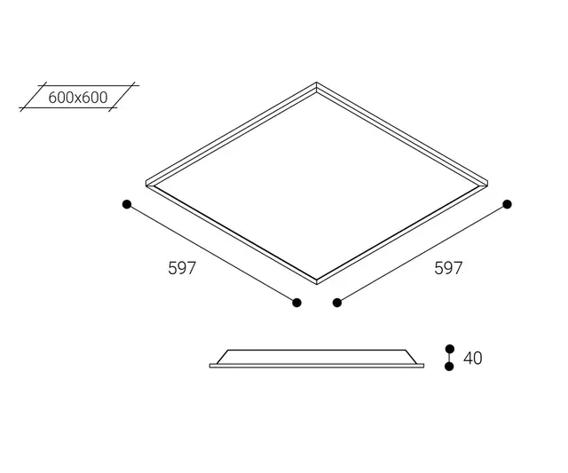 Luzerna Avant 60x60 3000K IP54 Opal Opal  m/ 2m ledning og plugg 