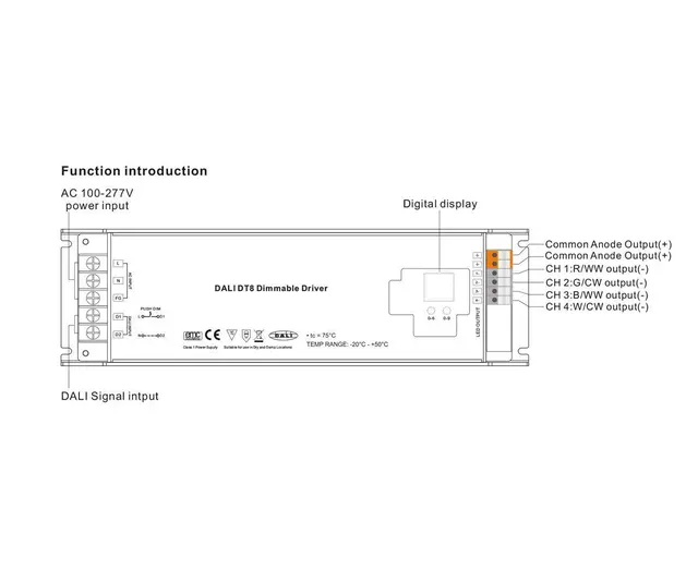 LED Driver 24V 200W RGBW 4ch Dali DT8 XY 