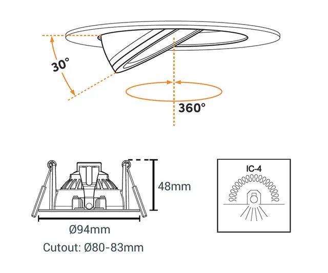 Gymbal DL 9W 3000K Driver Hvit 