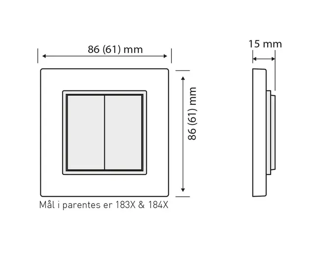 Digidim 184W, EnOcean Panel Dobbel 4 Av/på, Hvit 