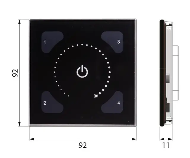 Illustris Panel front standard dimming Sort eller hvit 