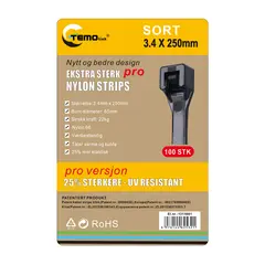 Nylon strips 3.4x250 Sort 100 stk