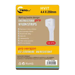 Nylon strips 4.4x250 Hvit 100 stk