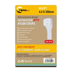 Nylon strips 4.4x350 Hvit 100 stk