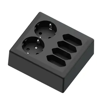 6-vei stikk p&#229;vegg 2 +4  16A+/j sort