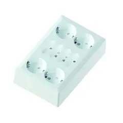 8-veis stikk p&#229;vegg 4+4 16A+/j hvit