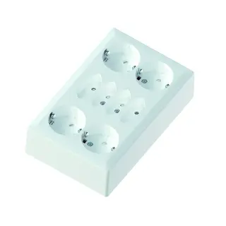 8-veis stikk p&#229;vegg 4+4 16A+/j hvit