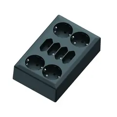 8-veis stikk p&#229;vegg 4+4 16A+/j sort