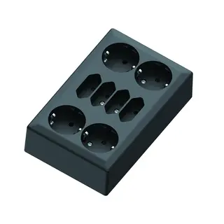 8-veis stikk p&#229;vegg 4+4 16A+/j sort