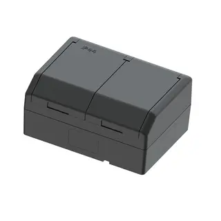 Dobbel stikk p&#229;vegg IP44 16A/j sort