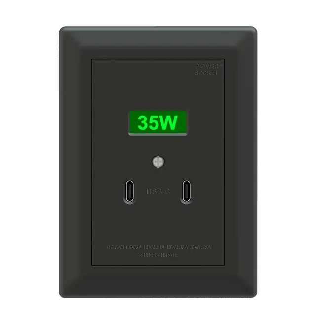 USB-C 35W. 2xUSB-C sort Innf.1,5 